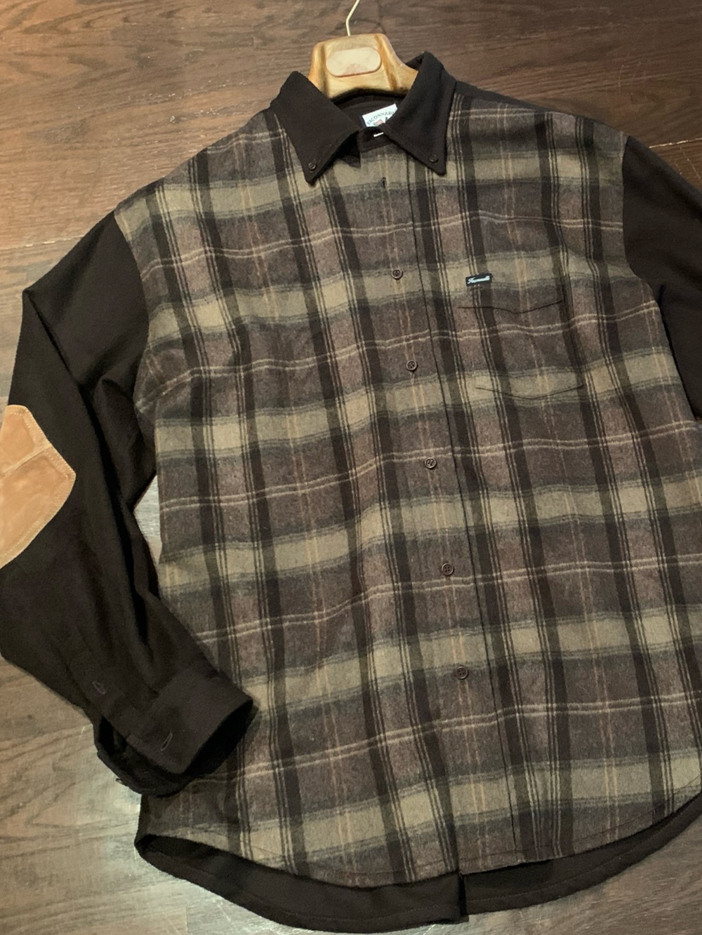 Faconnable Plaid Wool Blend Men’s shirt jacket in Brown colour combo